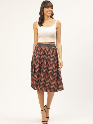 mid rise chevron flared skirt - 17521093 - Standard Image - 4