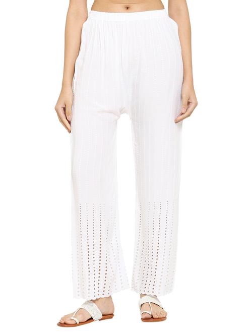 white rayon straight palazzo - 17521154 - Standard Image - 1