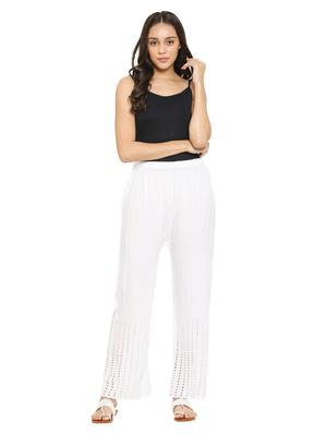 white rayon straight palazzo - 17521154 - Standard Image - 4
