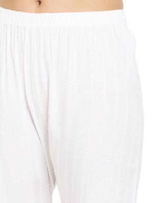 white rayon straight palazzo - 17521154 - Standard Image - 5