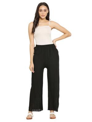 black rayon straight palazzo - 17521158 - Standard Image - 4