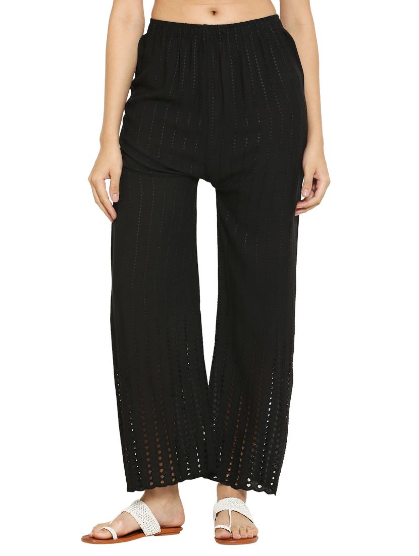 black rayon straight palazzo - 17521158 - Zoom Image - 1