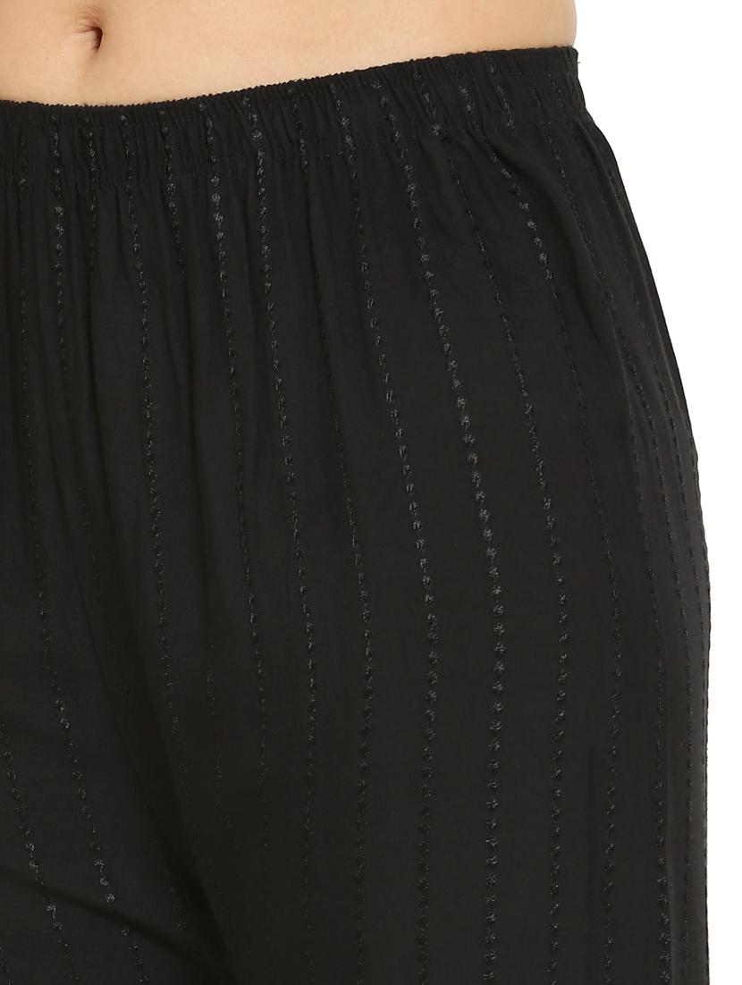 black rayon straight palazzo - 17521158 - Zoom Image - 5