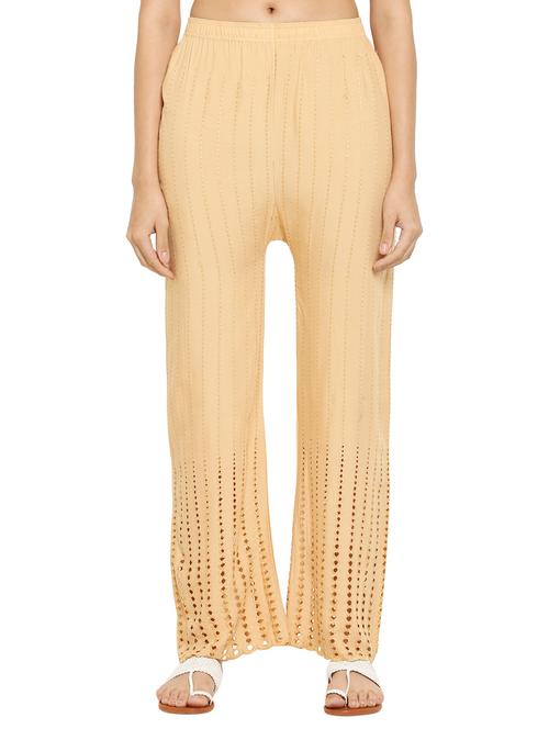 beige rayon straight palazzo - 17521162 - Standard Image - 1