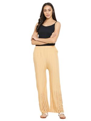 beige rayon straight palazzo - 17521162 - Standard Image - 4