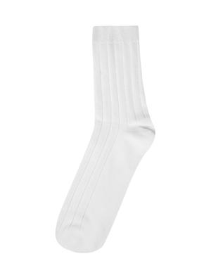 white cotton above ankle length sock - 17521345 - Standard Image - 3