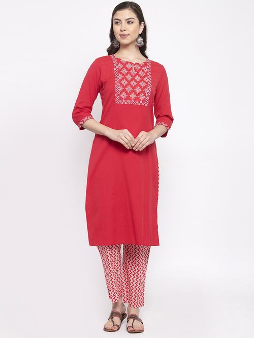 embroidered kurta pant set - 17521456 - Standard Image - 1