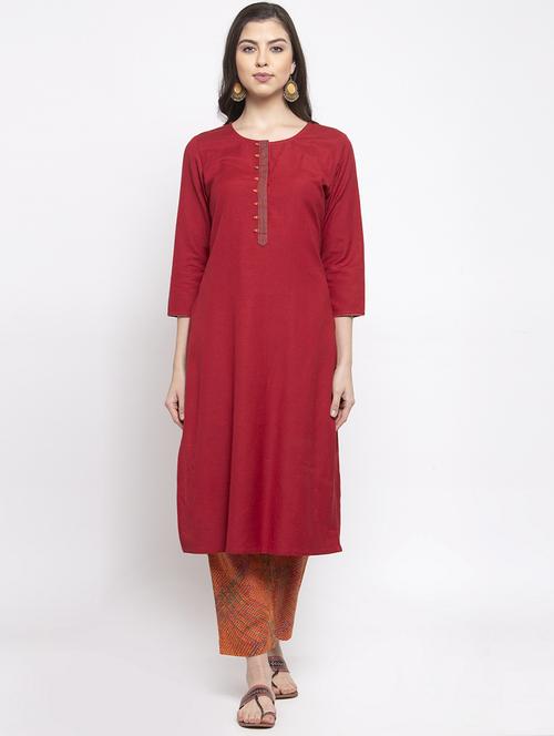 solid kurta pant set - 17521458 - Standard Image - 1