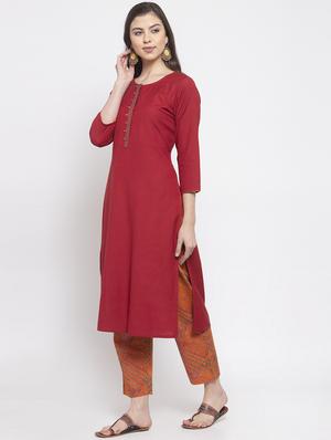 solid kurta pant set - 17521458 - Standard Image - 2