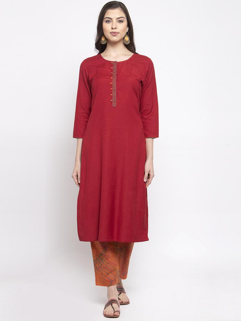 solid kurta pant set - 17521458 - Zoom Image - 1