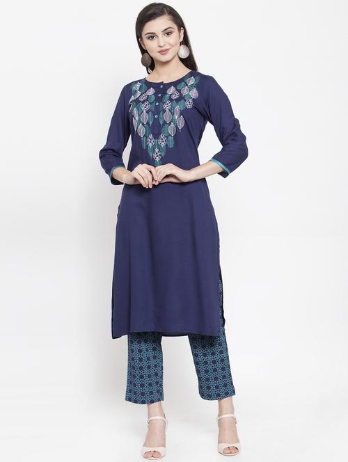 embroidered kurta pant set - 17521459 - Standard Image - 1