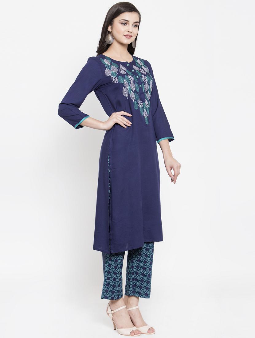 embroidered kurta pant set - 17521459 - Zoom Image - 2