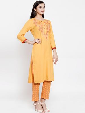 embroidered kurta pant set - 17521460 - Standard Image - 2