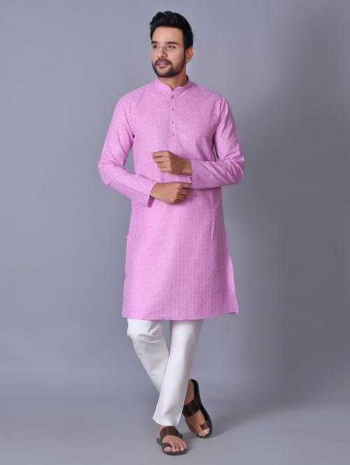 purple checkered kurta pyjama set - 17521523 - Very Small Image - 1