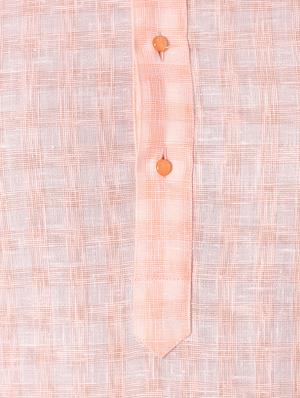 peach checkered kurta pyjama set - 17521525 - Standard Image - 4