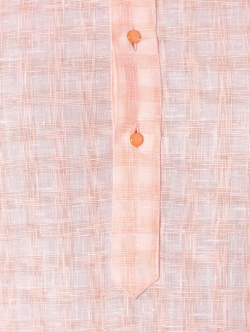 peach checkered kurta pyjama set - 17521525 - Zoom Image - 4