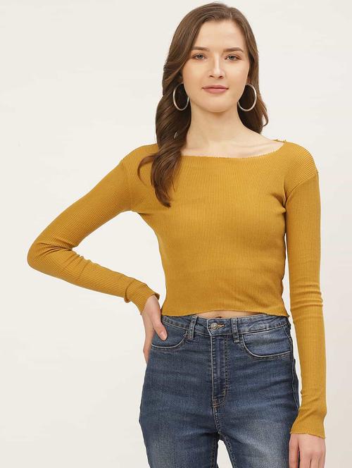 boat neck crop top - 17521595 - Standard Image - 1