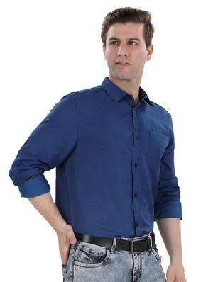 navy blue self design casual shirt - 17521885 - Standard Image - 2