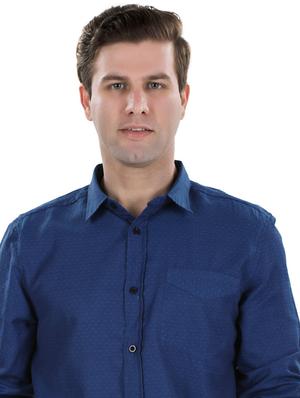 navy blue self design casual shirt - 17521885 - Standard Image - 5