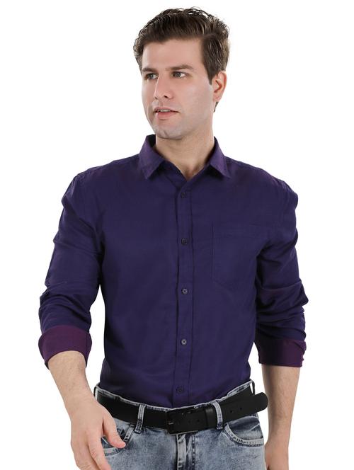 purple solid casual shirt - 17521886 - Standard Image - 1