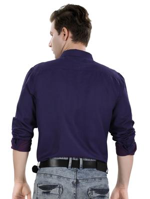 purple solid casual shirt - 17521886 - Standard Image - 3