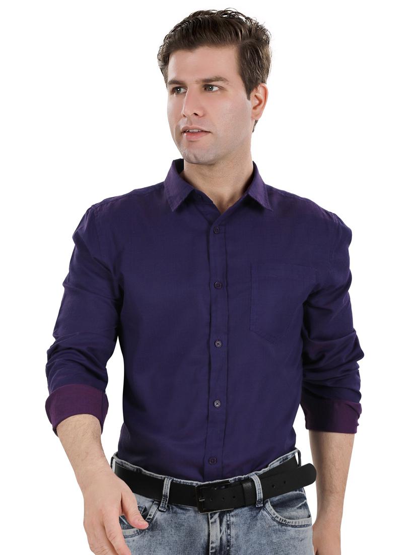purple solid casual shirt - 17521886 - Zoom Image - 1