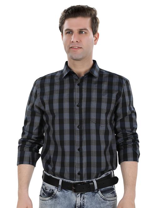 black checkered casual shirt - 17521888 - Standard Image - 1