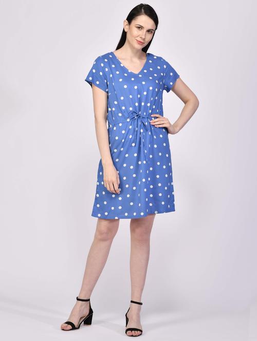 polka dot drawstring waist dress - 17521903 - Standard Image - 1