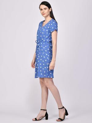 polka dot drawstring waist dress - 17521903 - Standard Image - 2