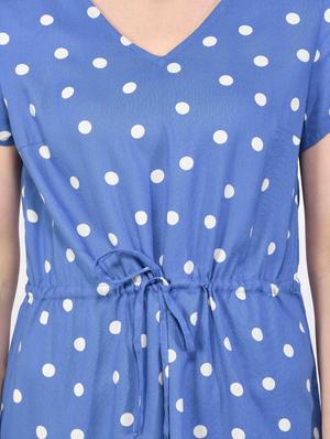 polka dot drawstring waist dress - 17521903 - Standard Image - 4