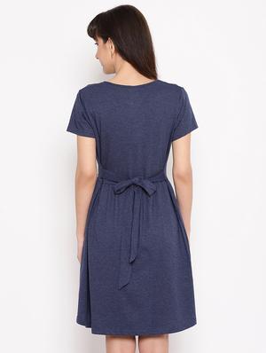navy blue solid maternity wear dress - 17521930 - Standard Image - 3