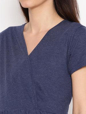 navy blue solid maternity wear dress - 17521930 - Standard Image - 5
