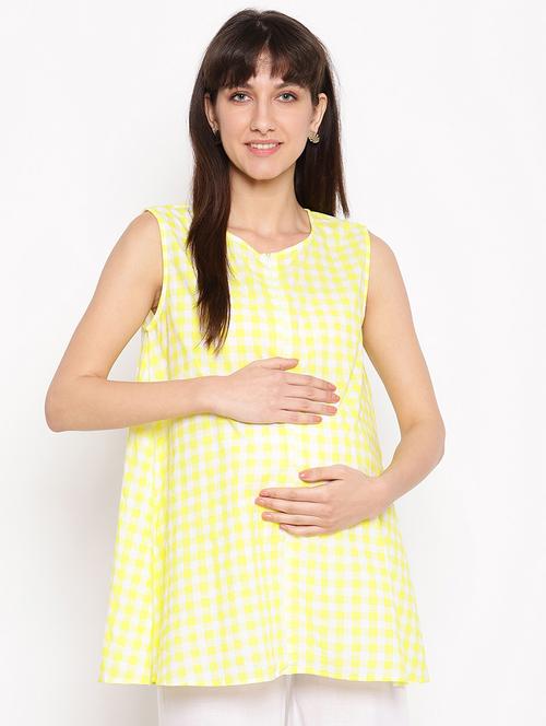 checkered maternity wear top - 17521967 - Standard Image - 1
