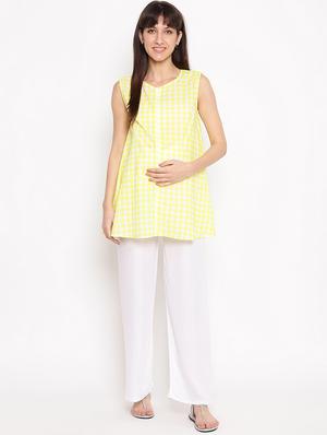 checkered maternity wear top - 17521967 - Standard Image - 4
