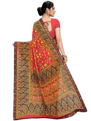 floral printed saree with blouse - 17521972 - Standard Image - 2