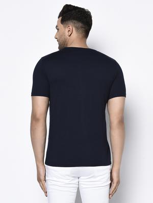 navy blue solid pocket t-shirt - 17522213 - Standard Image - 3
