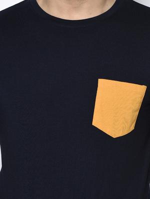 navy blue solid pocket t-shirt - 17522213 - Standard Image - 5