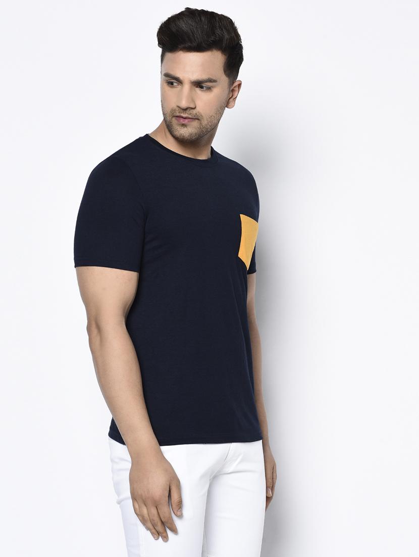 navy blue solid pocket t-shirt - 17522213 - Zoom Image - 2
