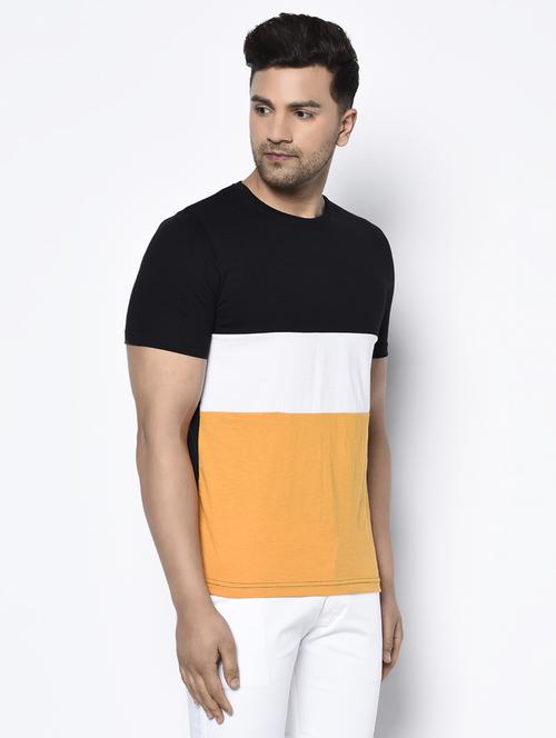 black color block cut & sew t-shirt - 17522214 - Standard Image - 1