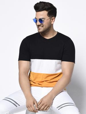 black color block cut & sew t-shirt - 17522214 - Standard Image - 3