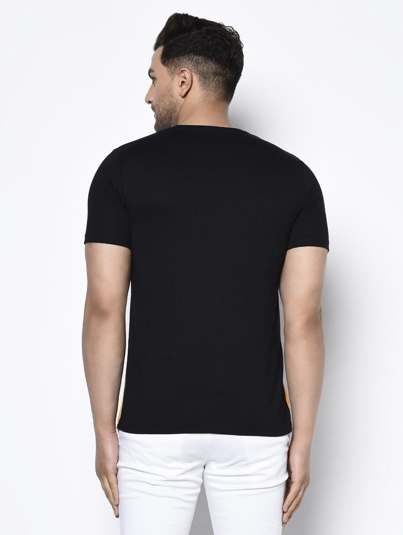 black color block cut & sew t-shirt - 17522214 - Zoom Image - 2
