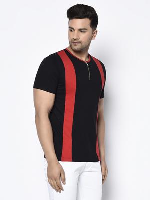 black color block cut & sew t-shirt - 17522215 - Standard Image - 2