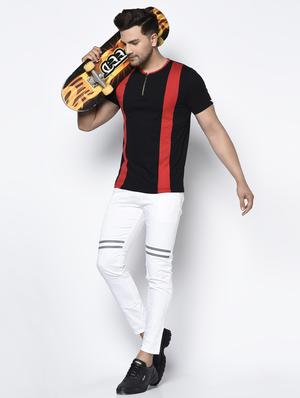 black color block cut & sew t-shirt - 17522215 - Standard Image - 4