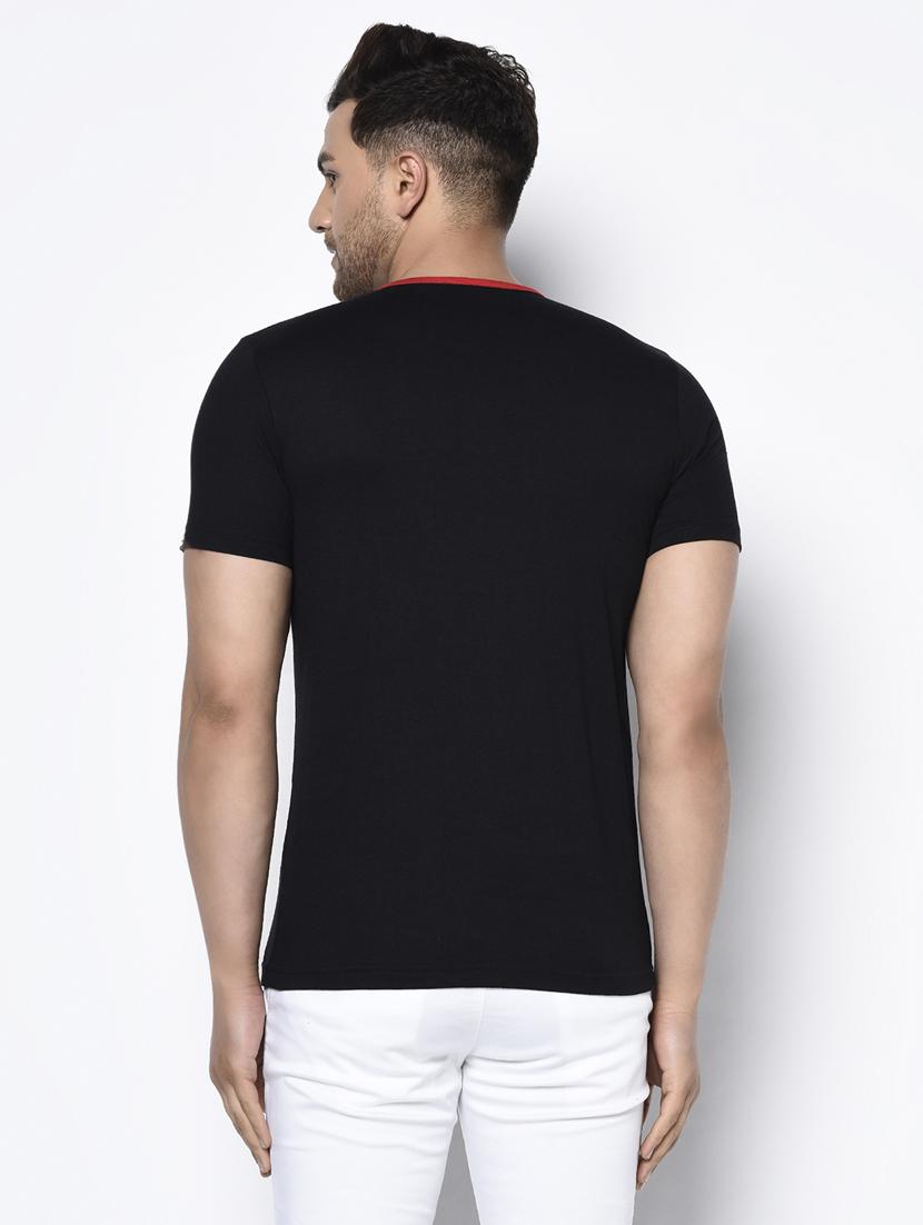 black color block cut & sew t-shirt - 17522215 - Zoom Image - 3