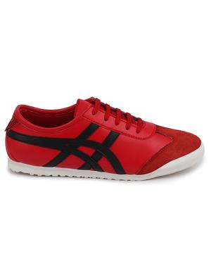 red pu lace up sneakers - 17522226 - Standard Image - 2