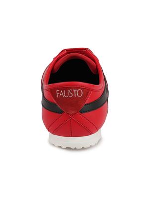 red pu lace up sneakers - 17522226 - Standard Image - 3
