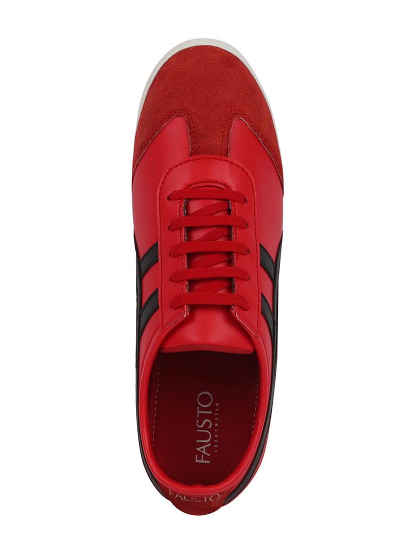 red pu lace up sneakers - 17522226 - Zoom Image - 4