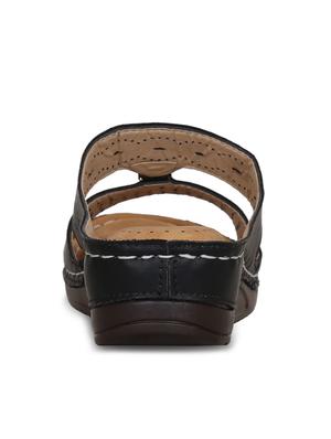 black faux leather platforms sandals - 17522257 - Standard Image - 3