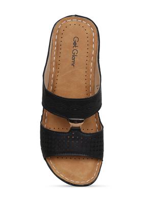 black faux leather platforms sandals - 17522257 - Standard Image - 4