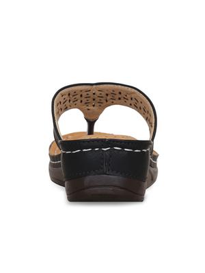 black faux leather toe separator sandals - 17522261 - Standard Image - 3